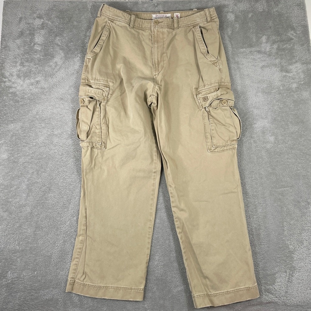 Vintage Hollister Cargo Pants Mens 36x32 Tan Baggy Y2K 2000s Skater‎ Workwear